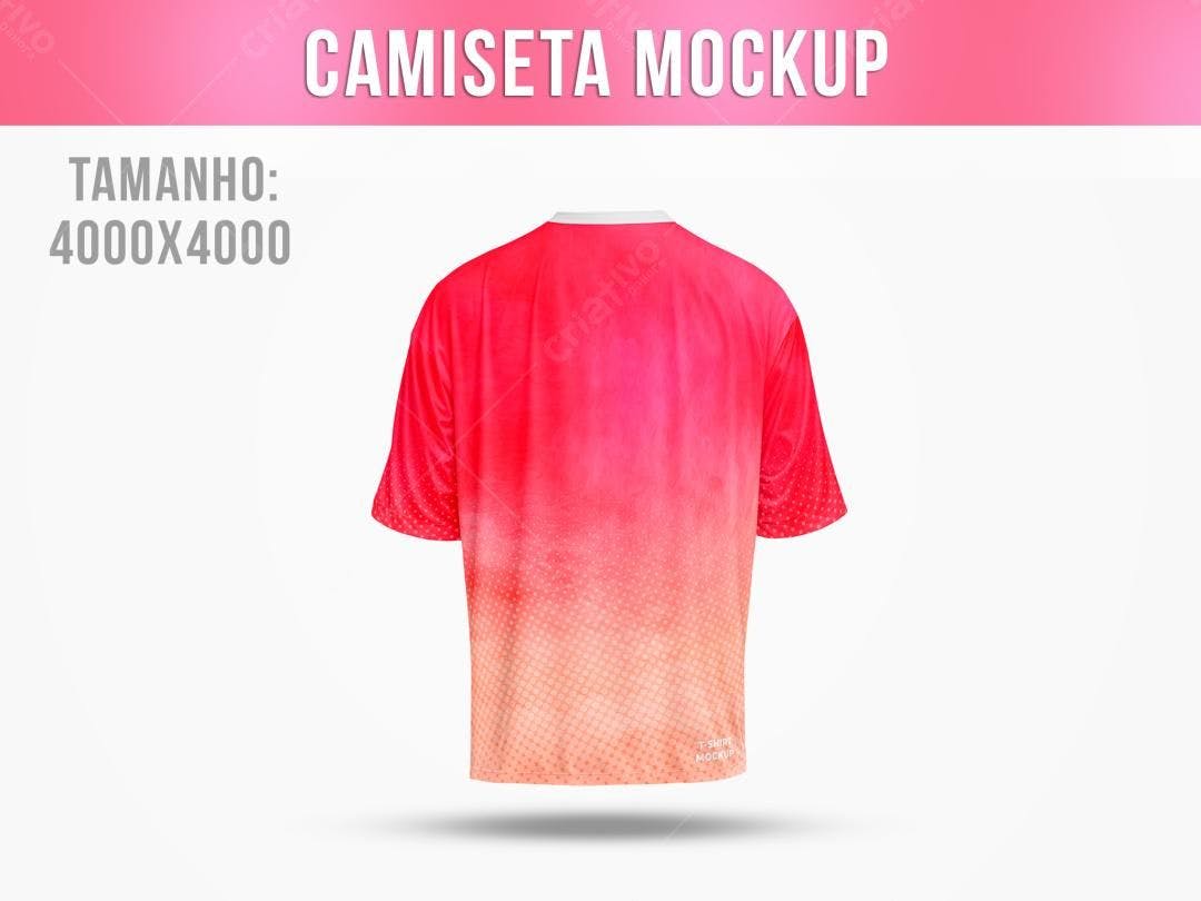 Mockup Camiseta Vermelha com Degradê: Vista Traseira
