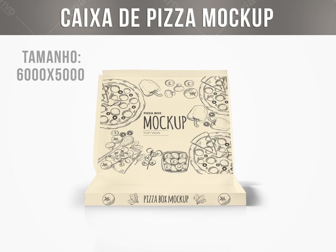 Mockup Caixa Pizza: Design Moderno em Tons Bege