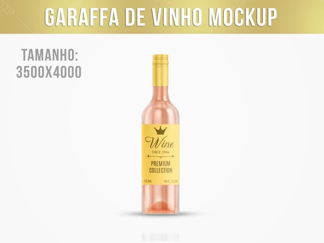 Mockup de Garrafa de Vinho Rosé Premium
