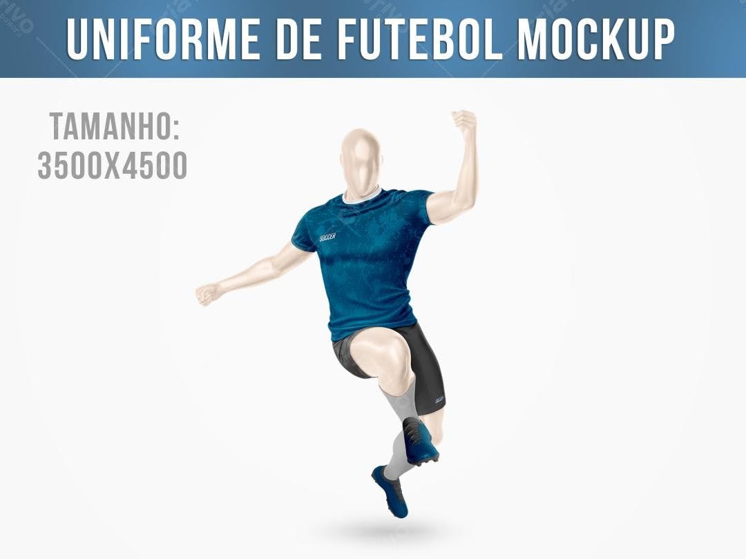 Mockup Uniforme Futebol Azul - Design Esportivo