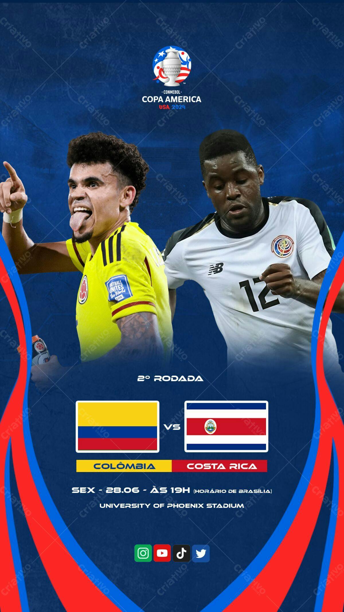 Flyer Copa América Colômbia x Costa Rica PSD Editável