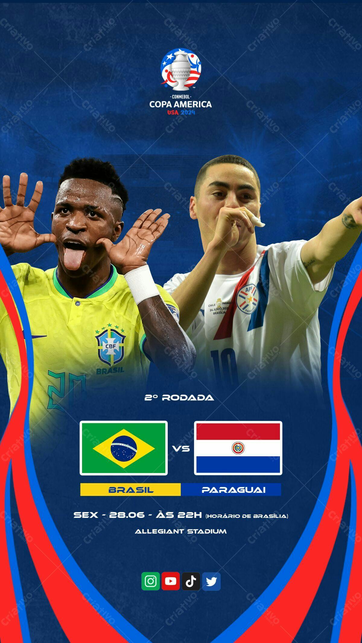 Flyer Copa América Brasil x Paraguai PSD Editável