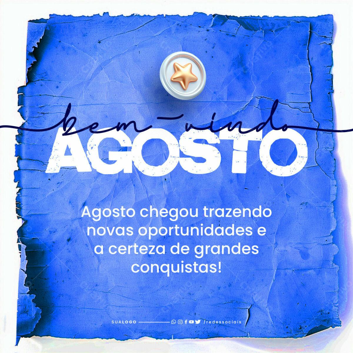 Post para Boas Vindas Agosto PSD Editável