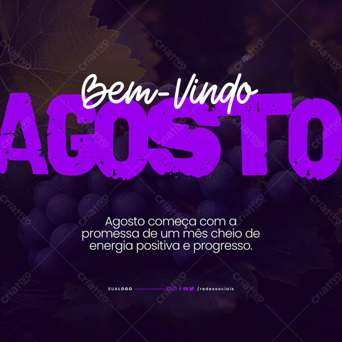 Postagem Boas Vindas Agosto PSD Editável