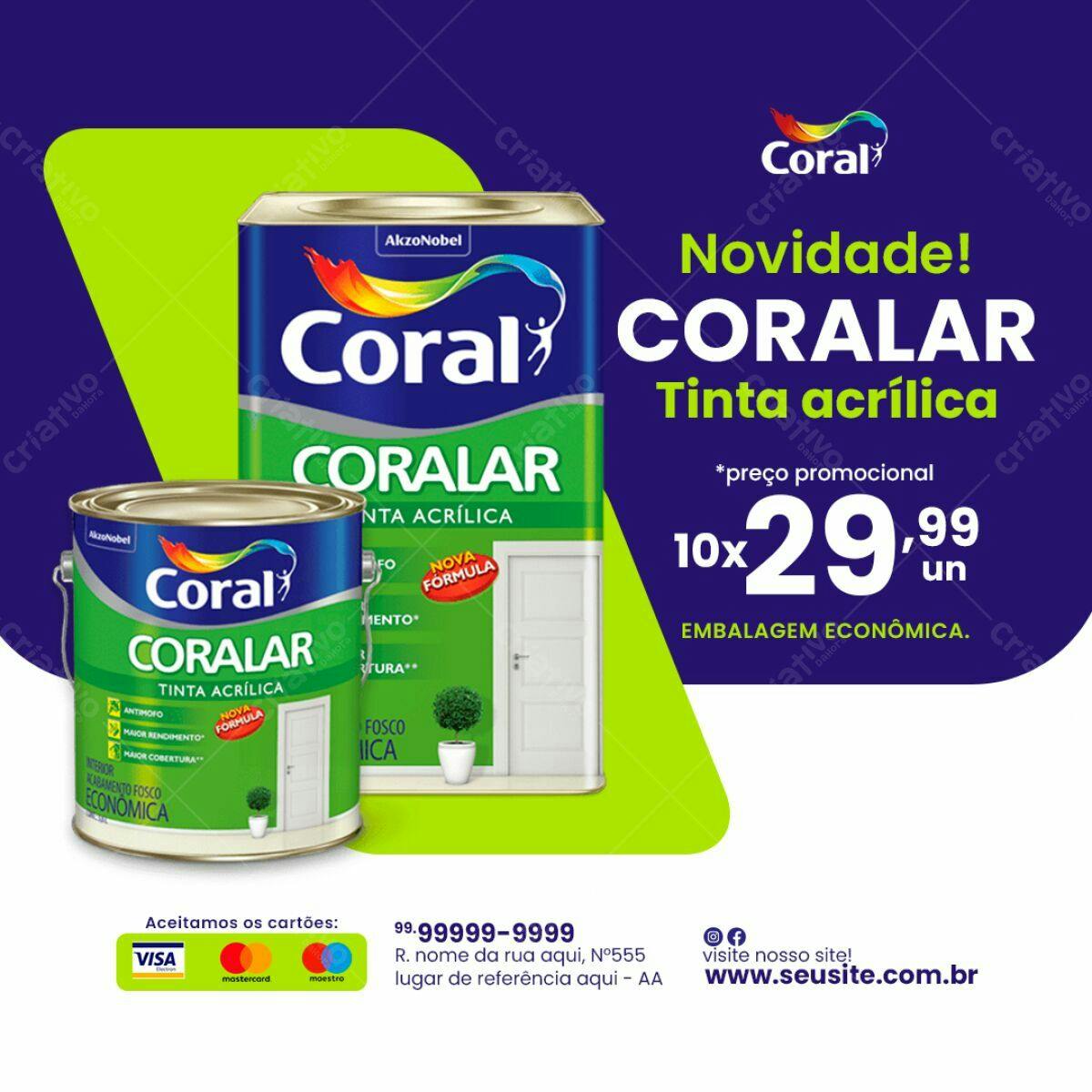 Flyer Promoção Tinta Coral PSD Editável