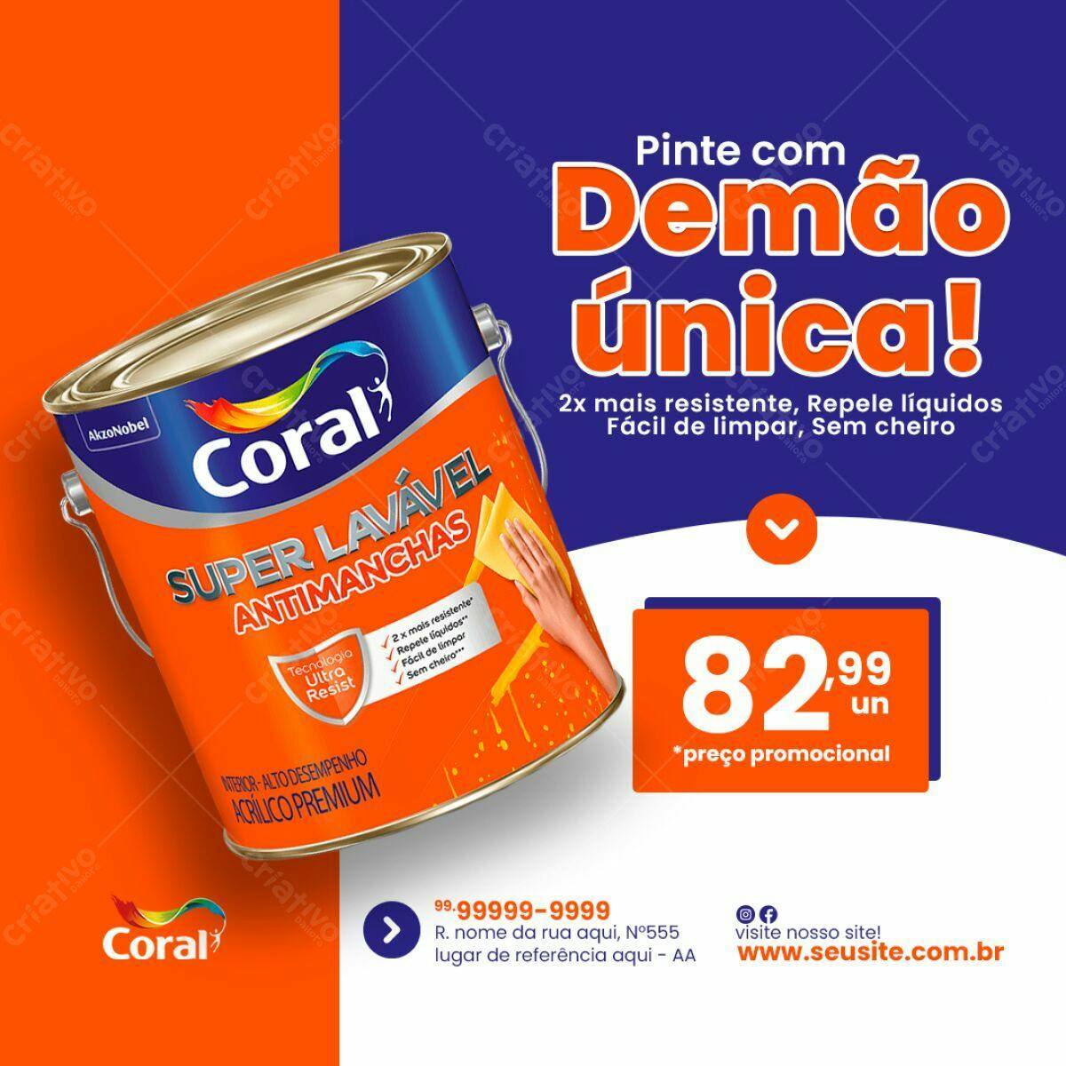 Banner Promoção Tinta Coral PSD Editável