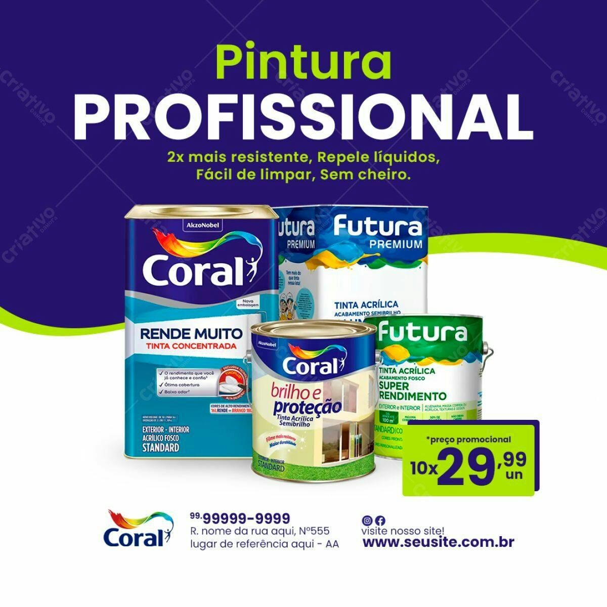 Banner Publicitário Tintas Coral PSD Editável