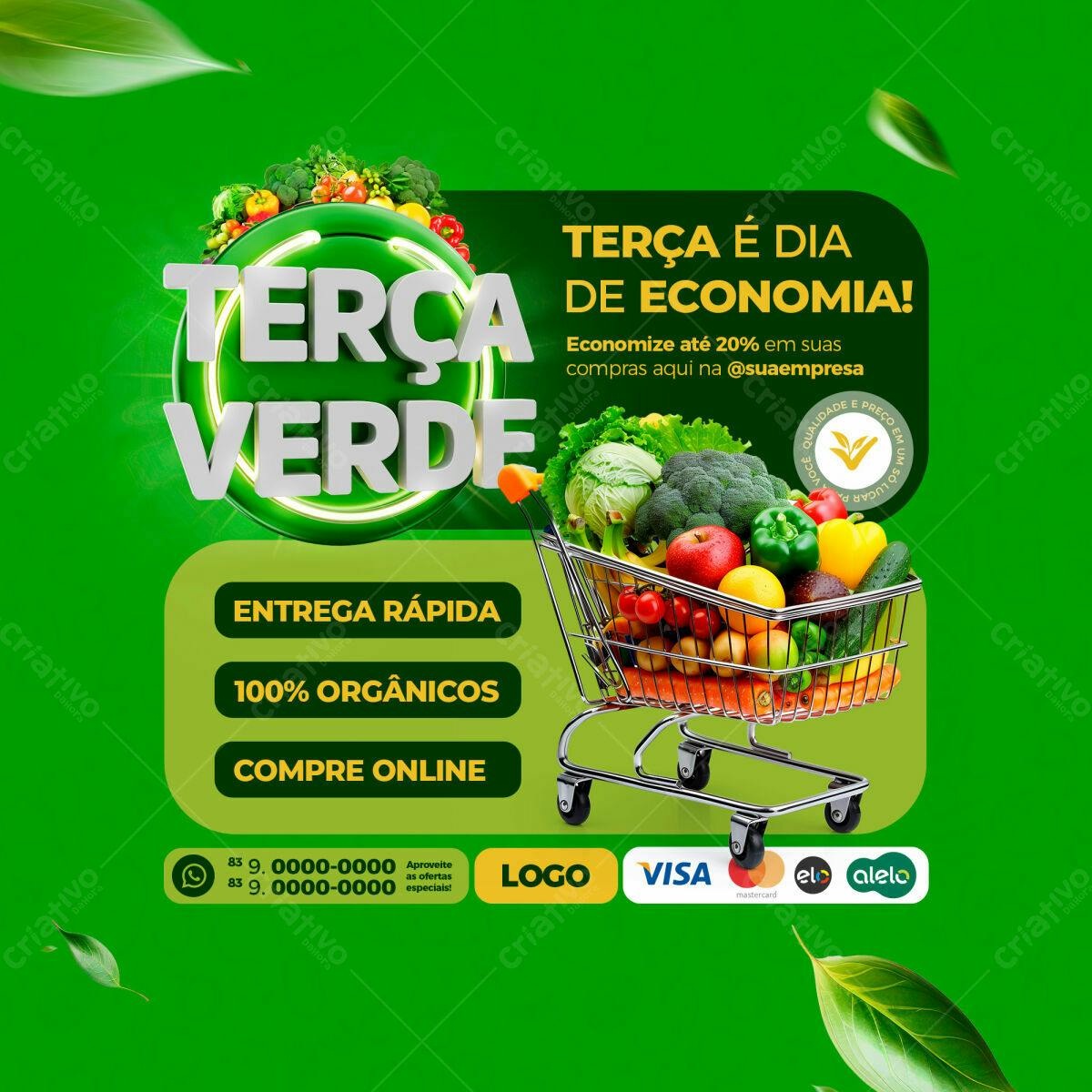 Flyer Terça Verde Orgânicos PSD Editável