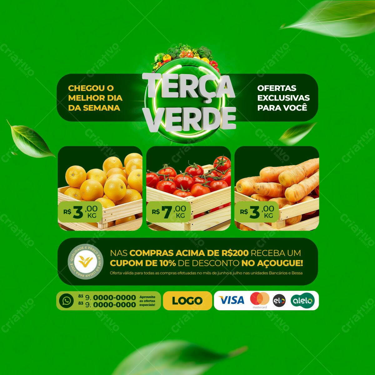 Flyer Terça Verde PSD Editável