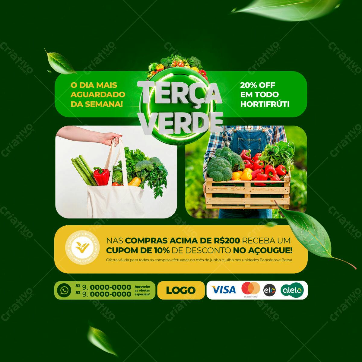 Flyer Terça Verde Hortifruti PSD Editável
