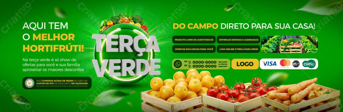Banner Terça Verde Hortifruti PSD Editável