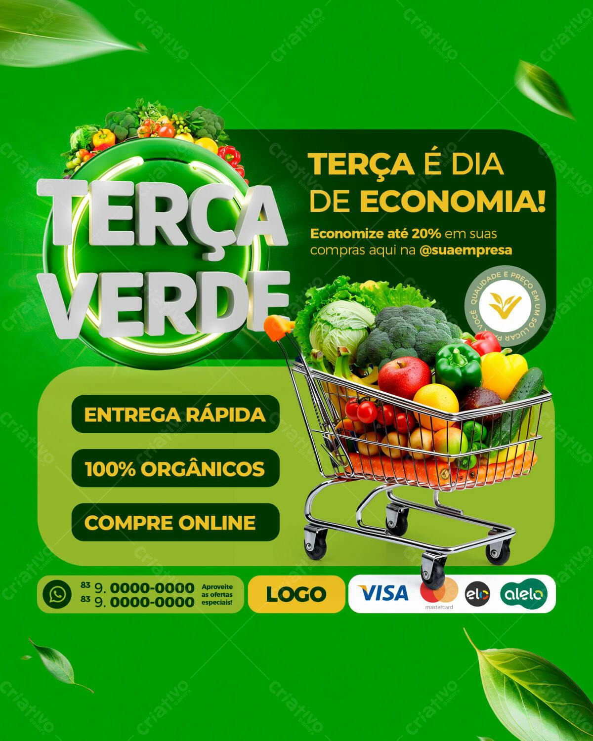 Flyer Terça Verde Orgânicos PSD Editável