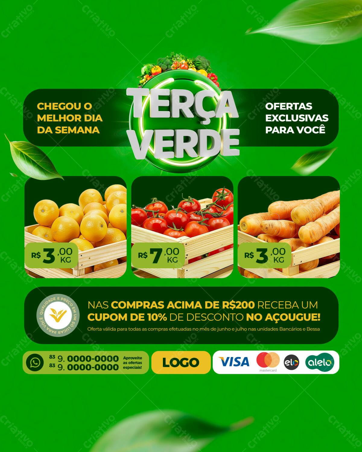 Flyer Terça Verde PSD Editável