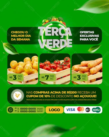 Ofertas exclusivas no hortifrúti social media feed vertical