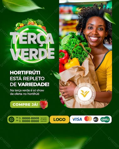 Hortifrúti com variedade social media feed vertical