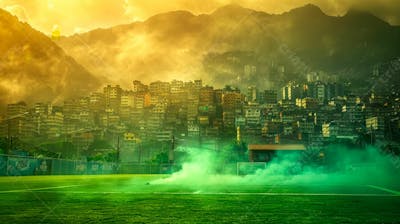 Imagem De Fundo De Campo De Futebol Na Favela Com Fumaça 12