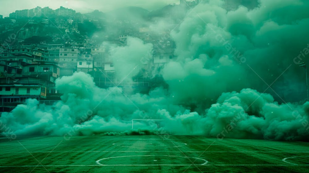 Imagem De Fundo De Campo De Futebol Na Favela Com Fumaça 16