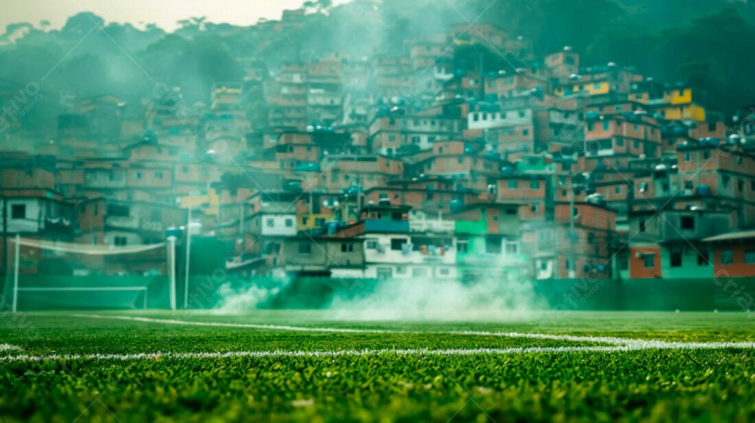 Campo de futebol favela fumaça
