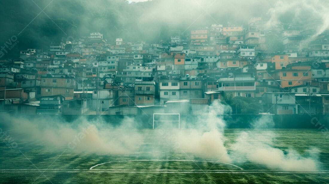 Campo de futebol favela fumaça