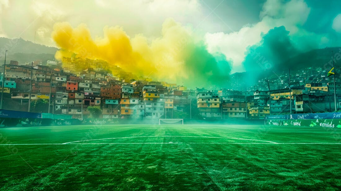Campo de futebol favela verde amarelo