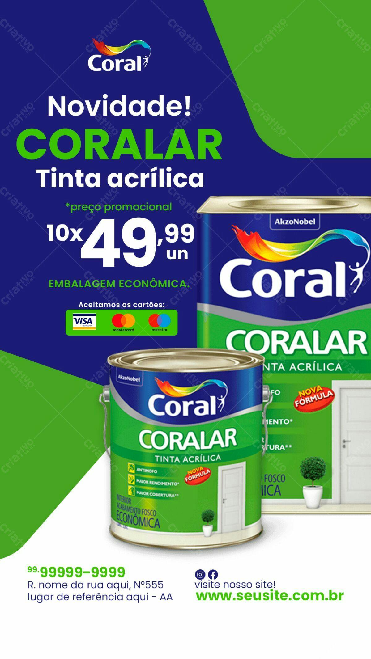 Flyer para Promoção de Tinta Coral PSD Editável