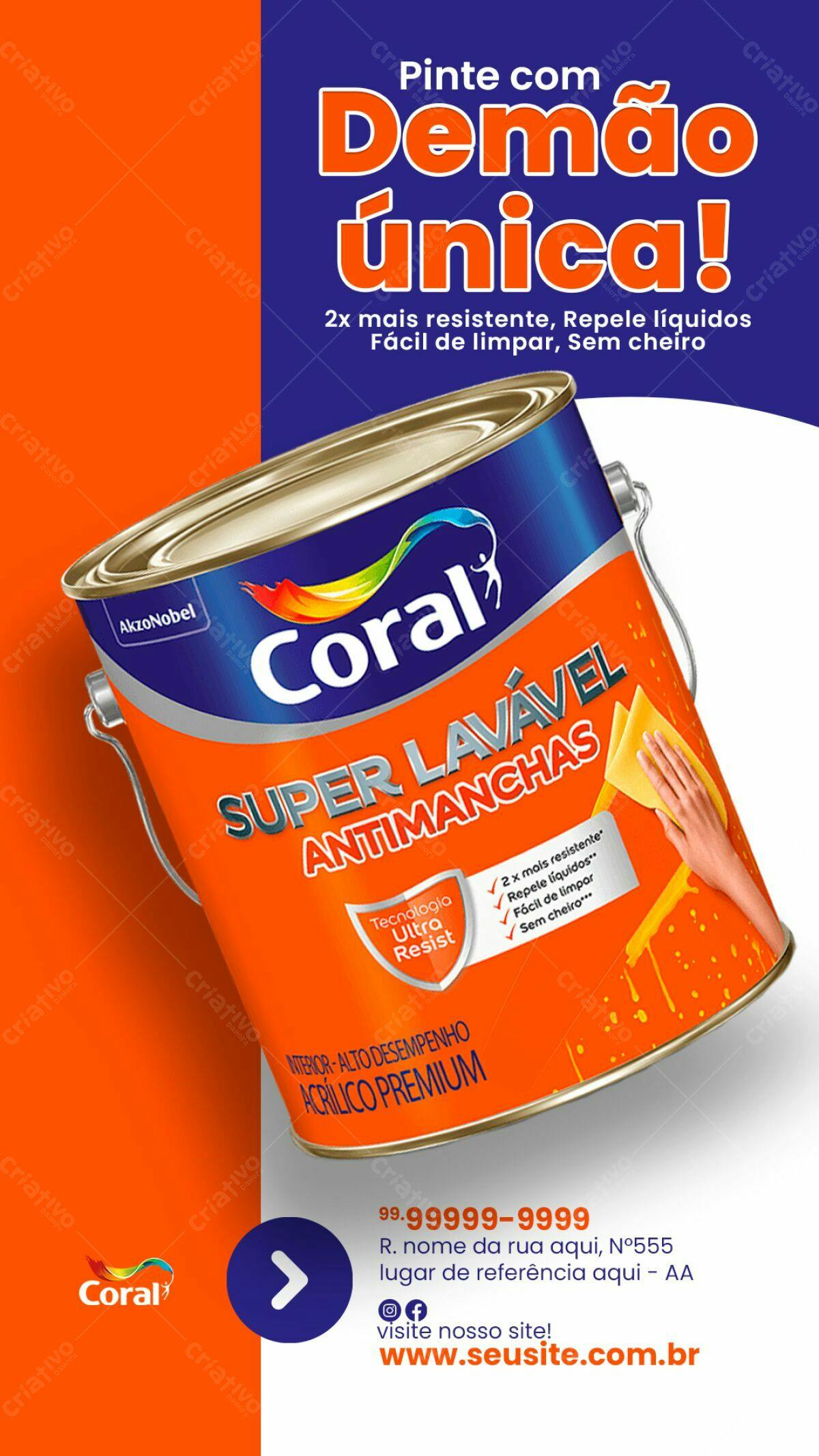Flyer para Pintura Coral PSD Editável