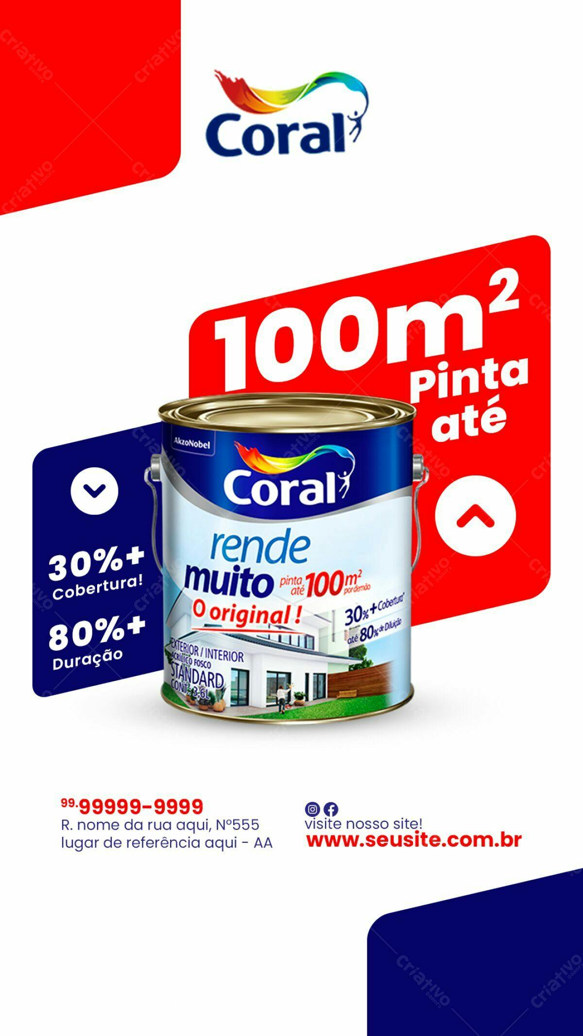 Propaganda Tinta Coral 100m² PSD Editável