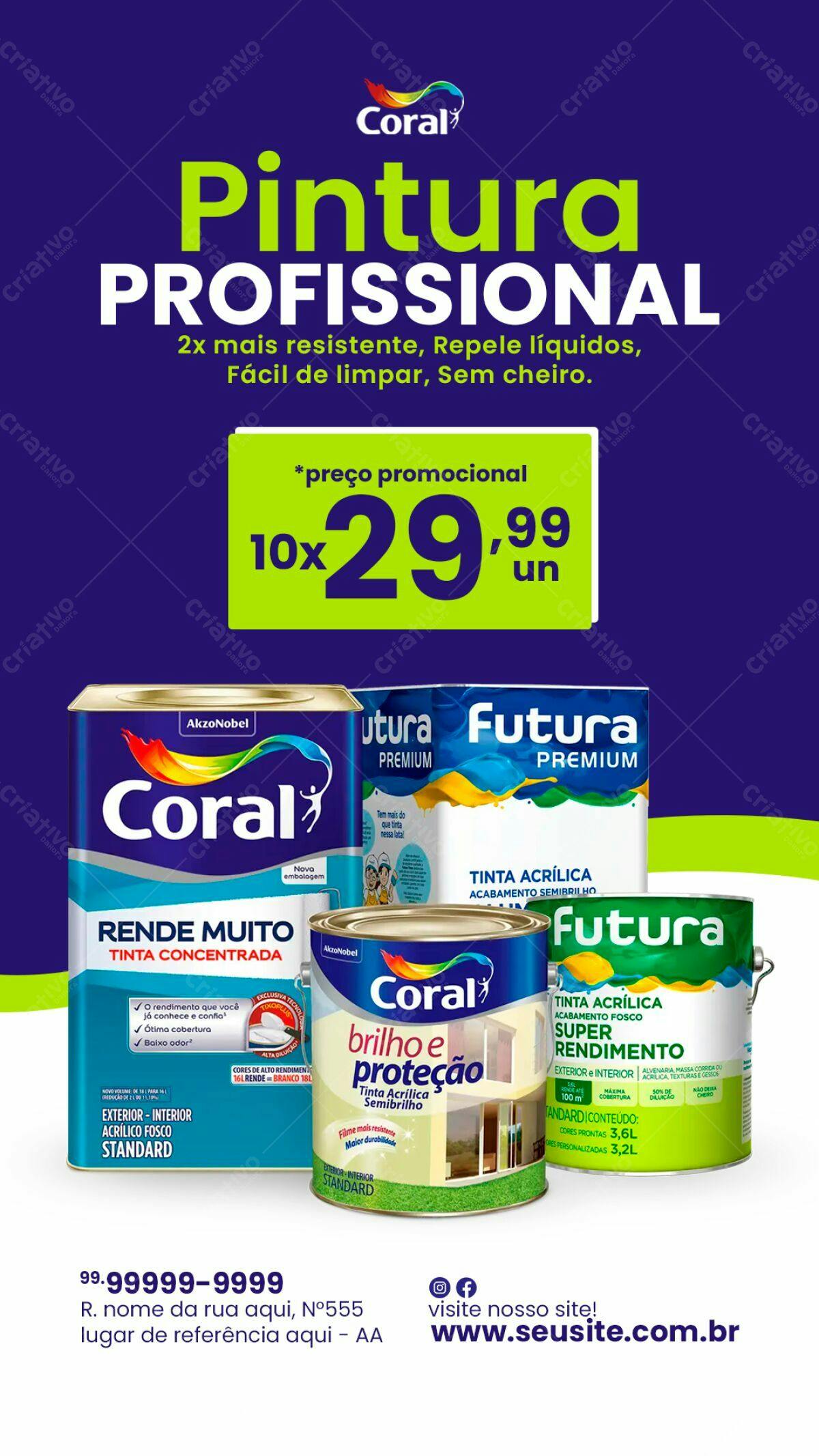 Flyer Promoção Tintas Coral PSD Editável
