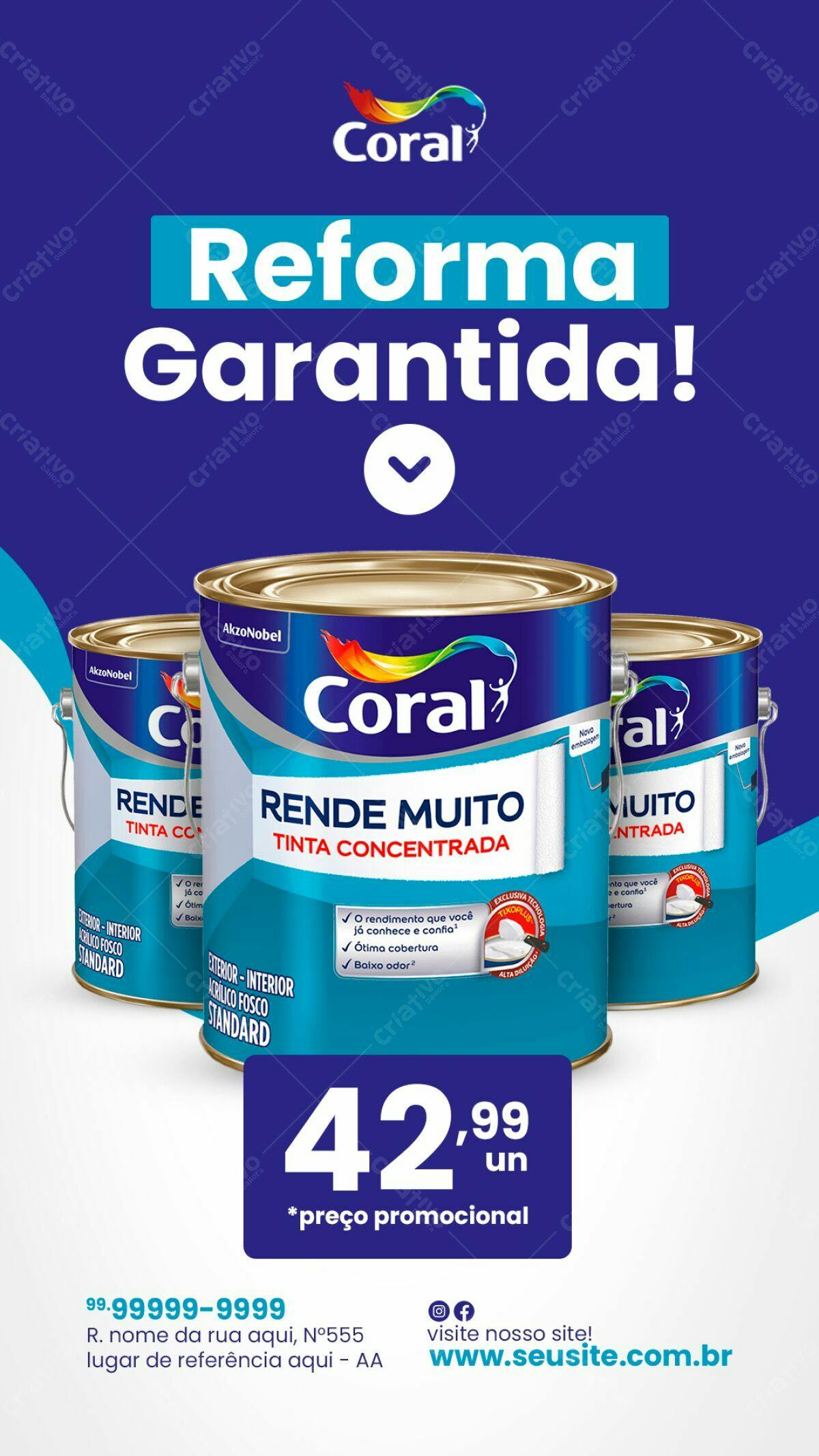 Flyer Promoção Tinta Coral PSD Editável