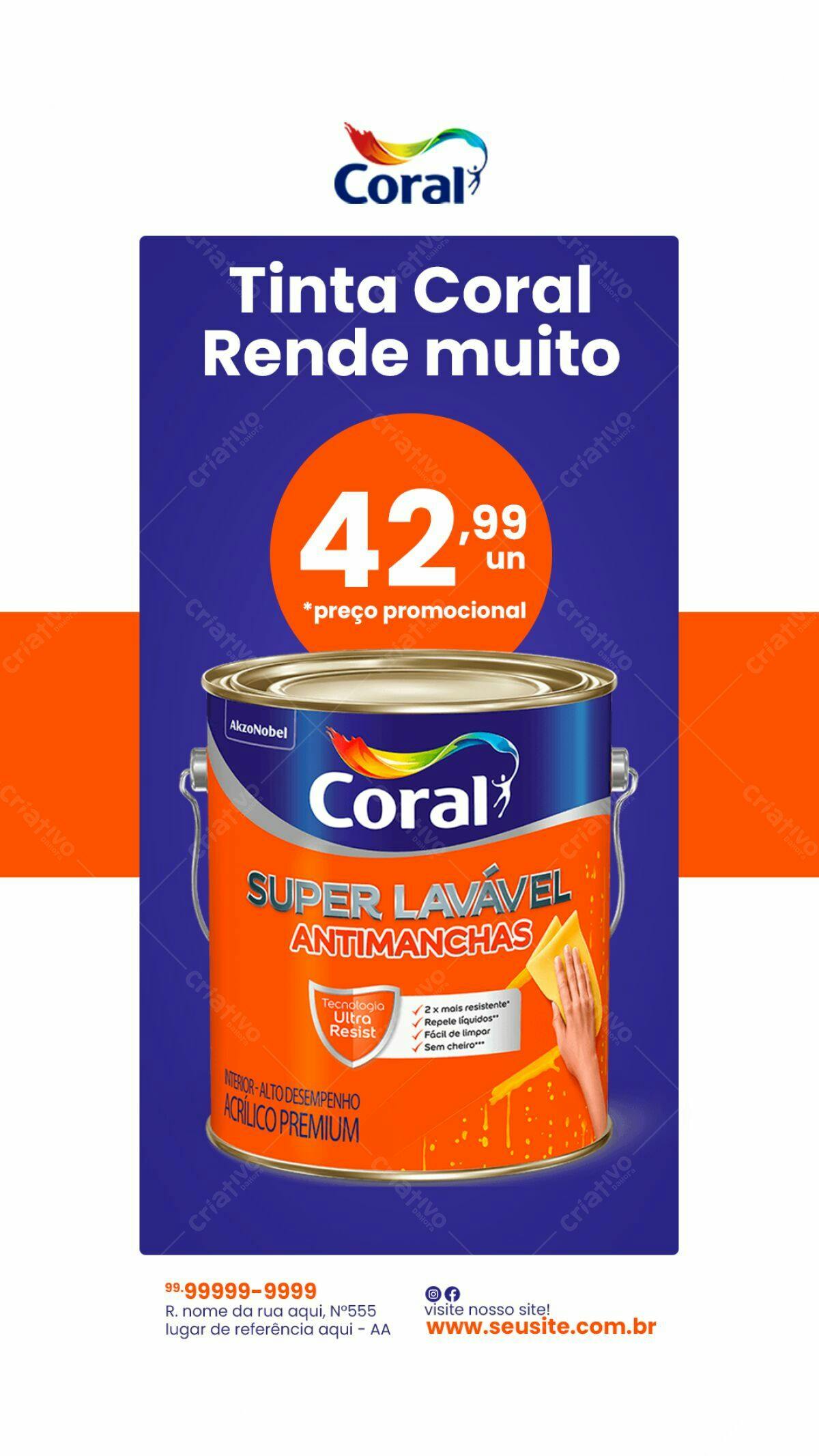 Flyer Promoção Tinta Coral PSD Editável