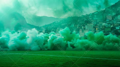 Imagem De Fundo Campo De Futebol Na Favela Com Fumaça Verde 4