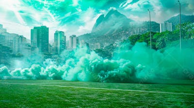 Imagem De Fundo Campo De Futebol Na Favela Com Fumaça Verde 6