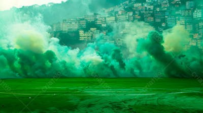 Imagem De Fundo Campo De Futebol Na Favela Com Fumaça Verde 10