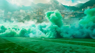 Imagem De Fundo Campo De Futebol Na Favela Com Fumaça Verde 13
