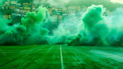 Imagem De Fundo Campo De Futebol Na Favela Com Fumaça Verde 21