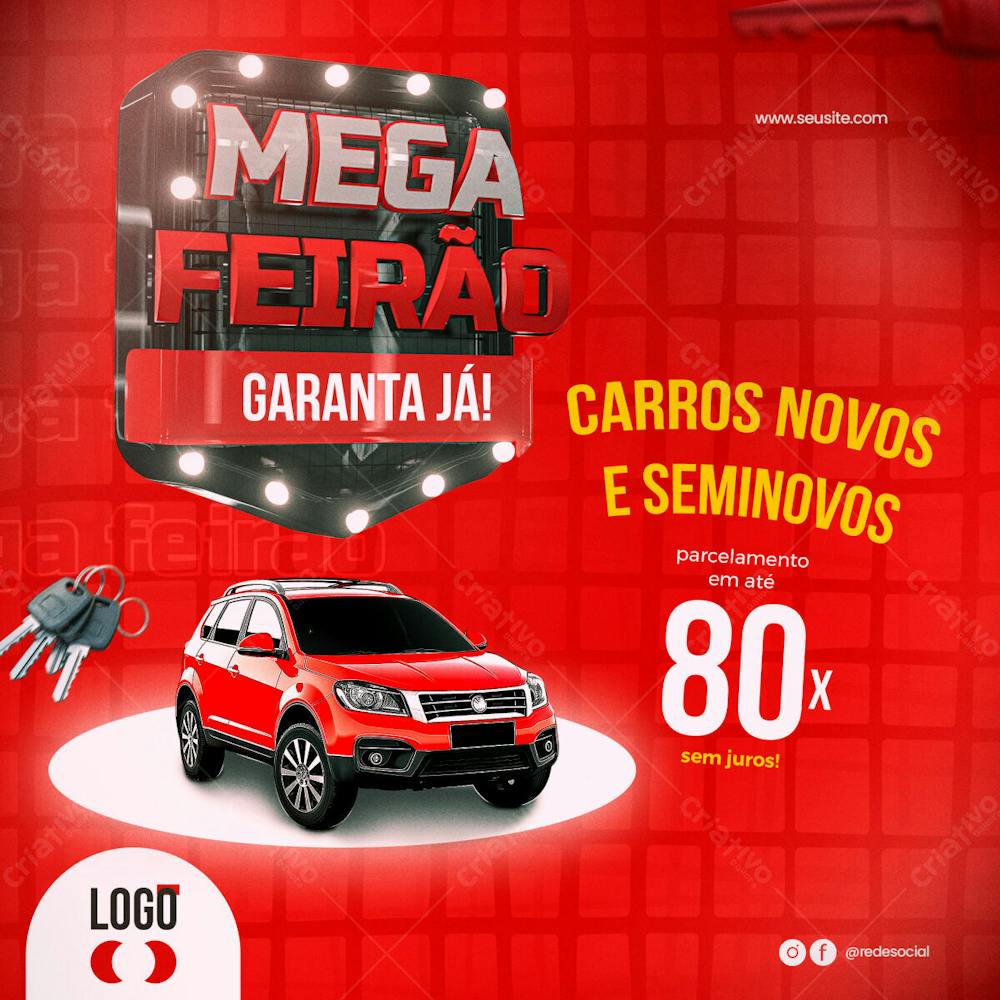 Carros Novos E Seminovos Psd Editável Mega Feirão