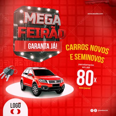 Carros novos e seminovos psd editável mega feirão