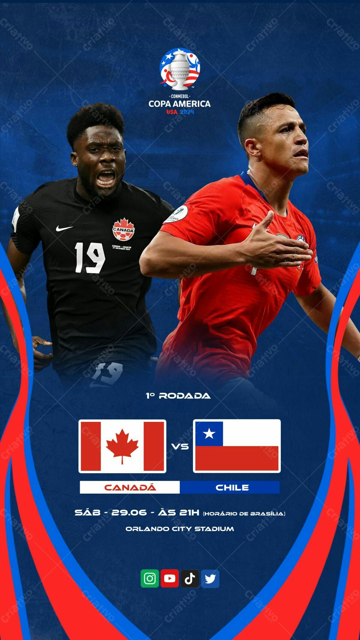 Flyer Copa América Canadá x Chile PSD Editável