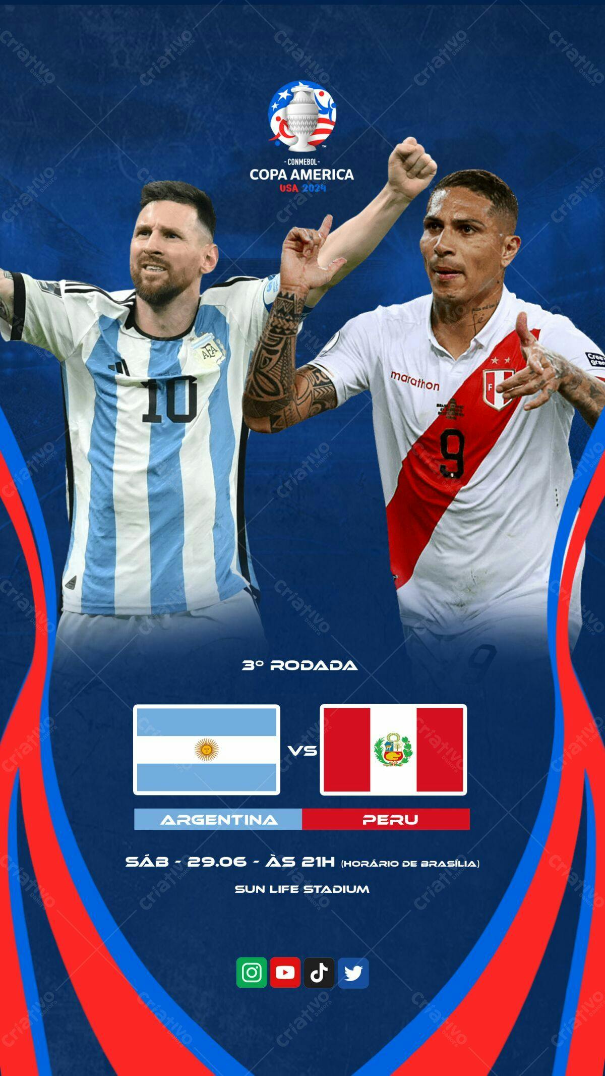 Flyer Copa América Argentina x Peru PSD Editável