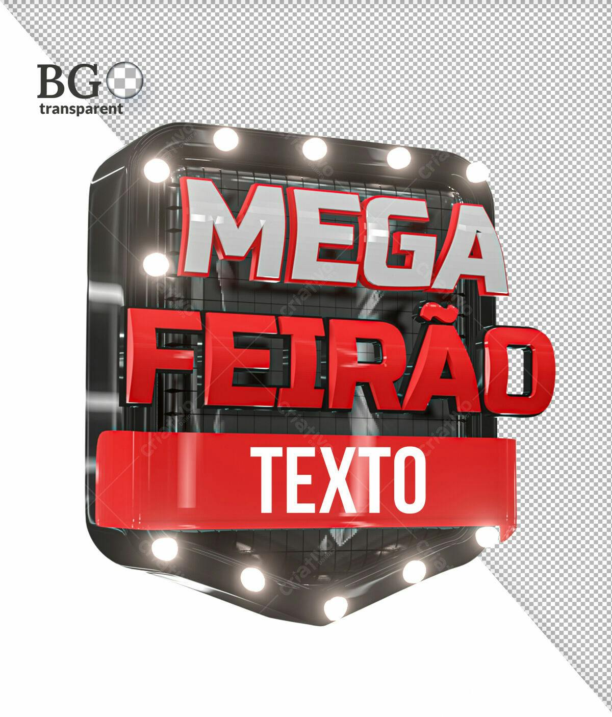 Selo 3D promocional vermelho e preto metálico