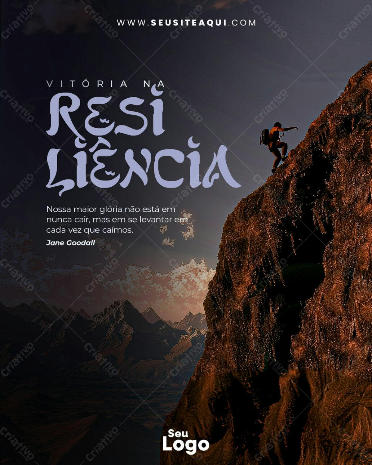 Poster Motivacional Resiliência PSD Editável