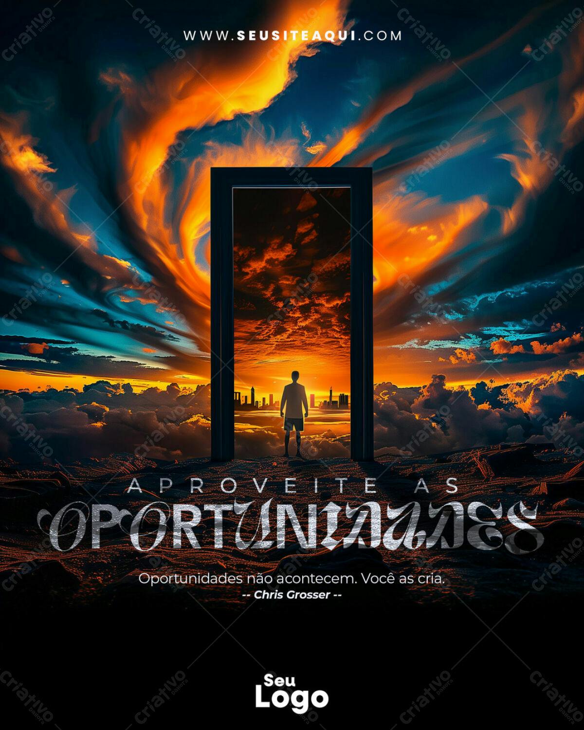 Poster Motivacional com Porta para o Sucesso PSD Editável