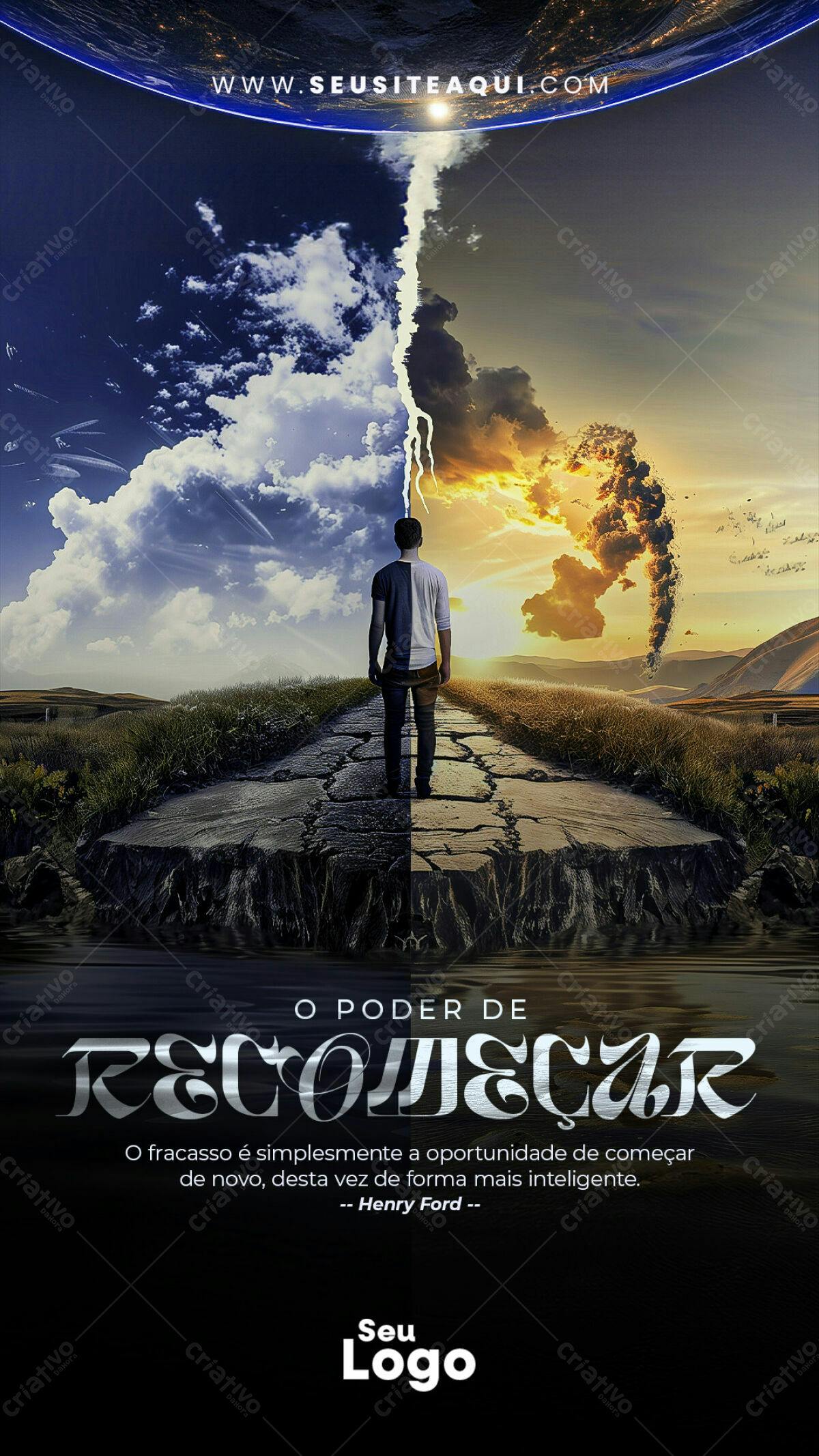 Poster Motivacional com Frase de Henry Ford PSD Editável