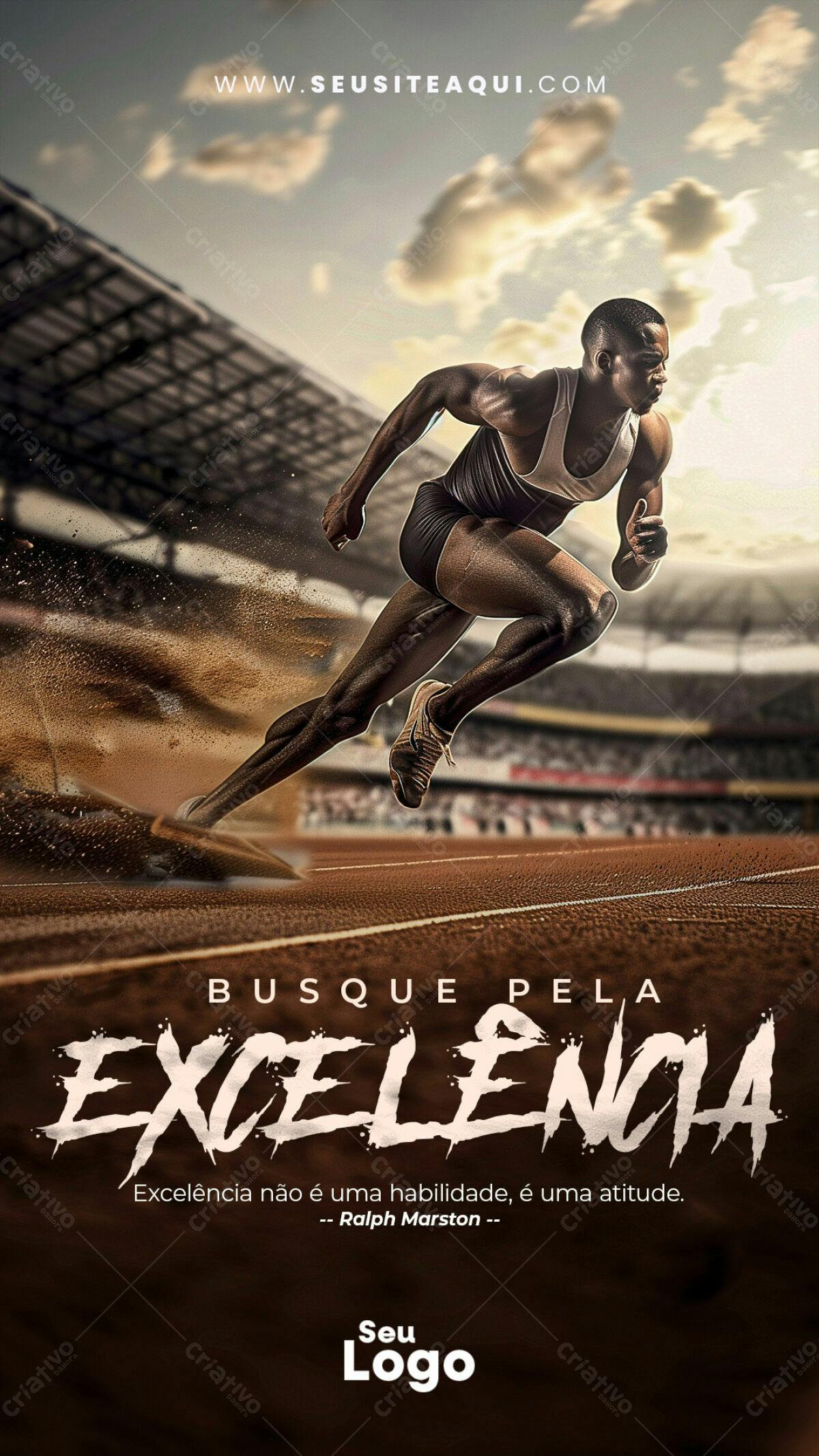 Poster Motivacional Atleta Corrida PSD Editável