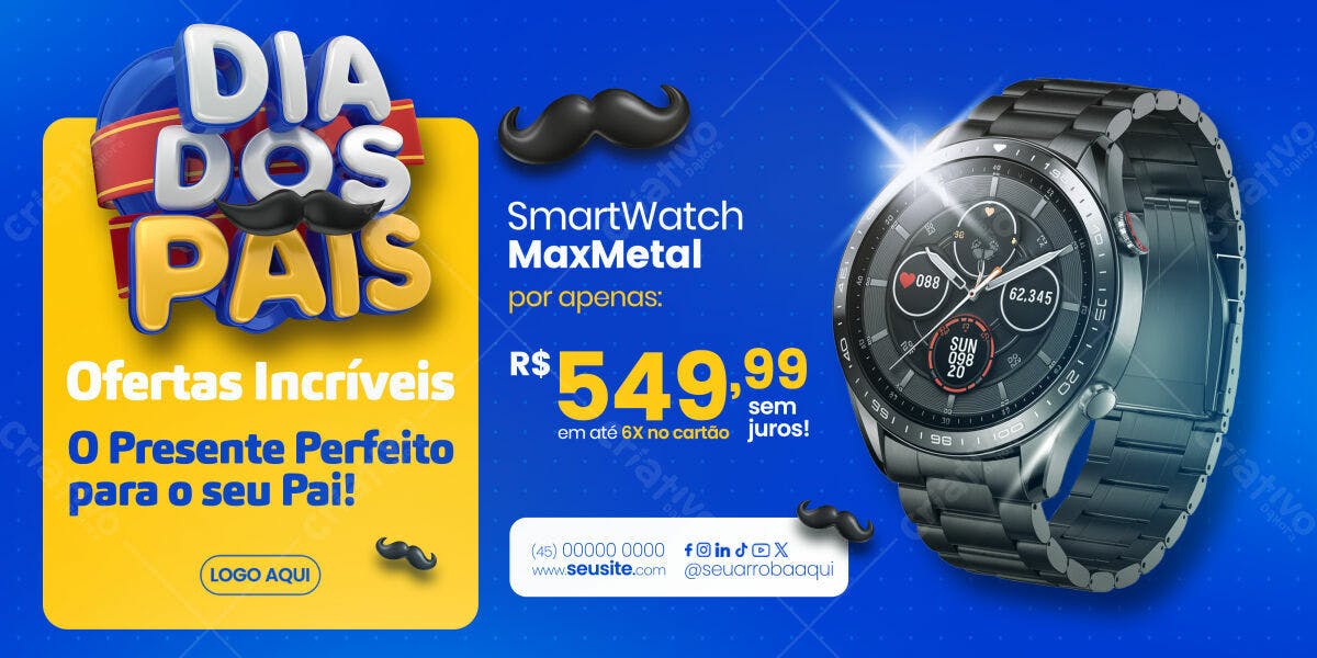 Banner Dia dos Pais SmartWatch PSD Editável