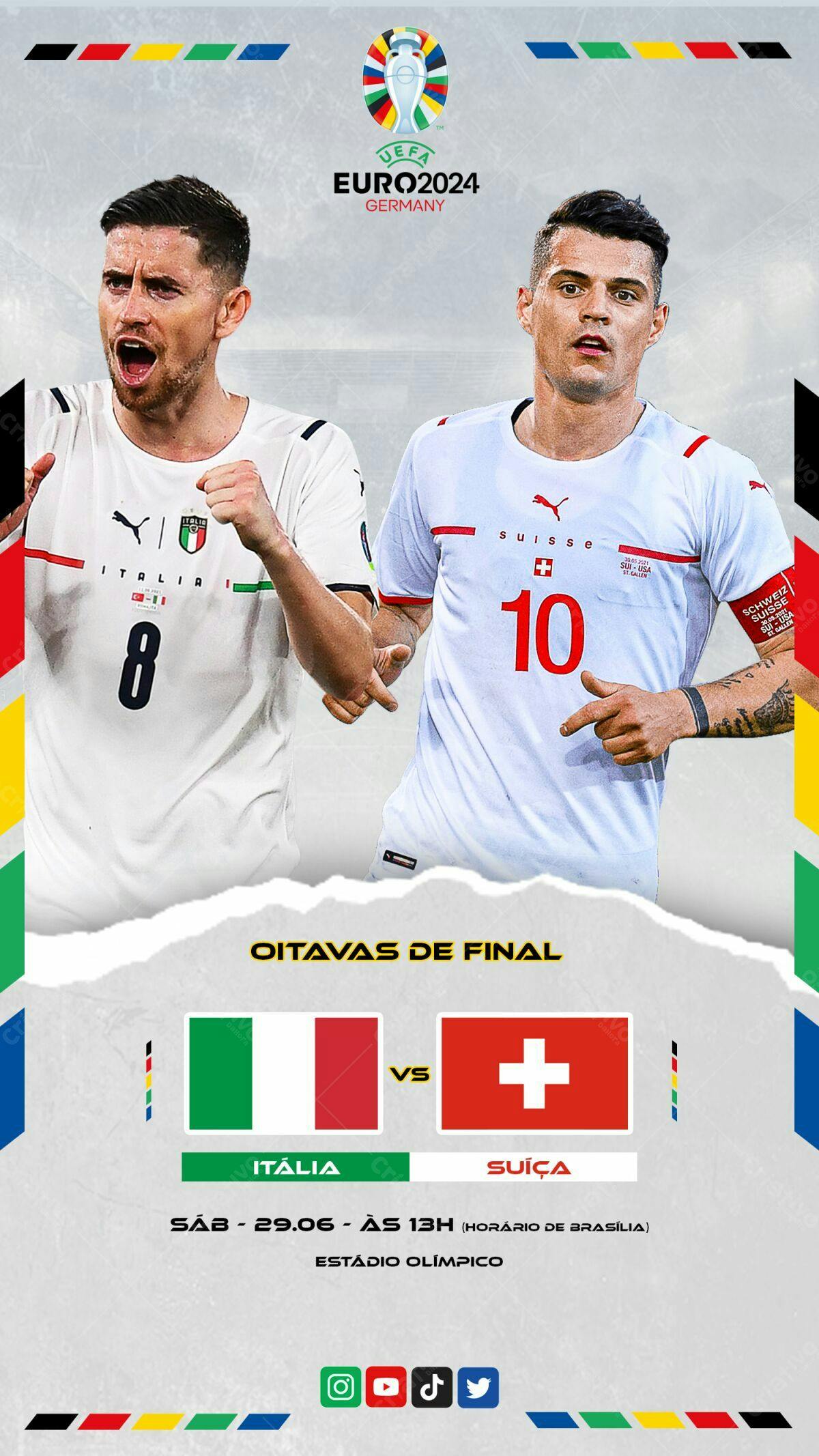Flyer para Jogo Itália x Suíça PSD Editável