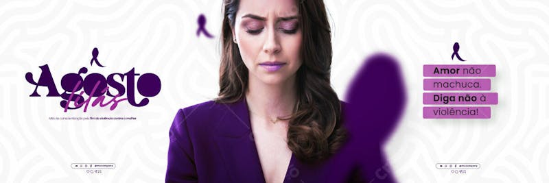 Agosto lilás campanha mês da conscientização pelo fim da violência contra a mulher social media flyer psd editável a 3