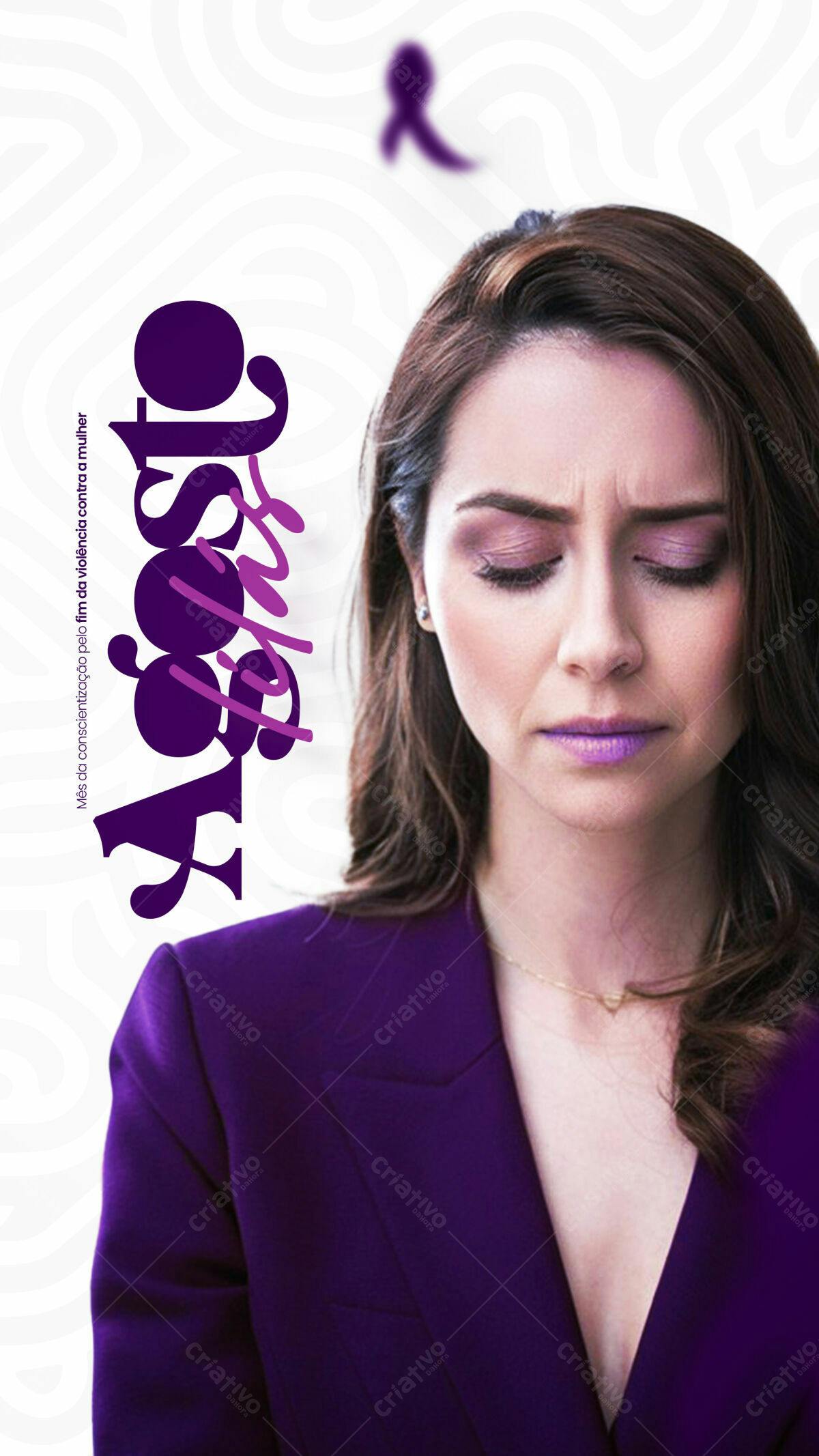 Flyer Mês da Conscientização Contra Violência à Mulher PSD Editável