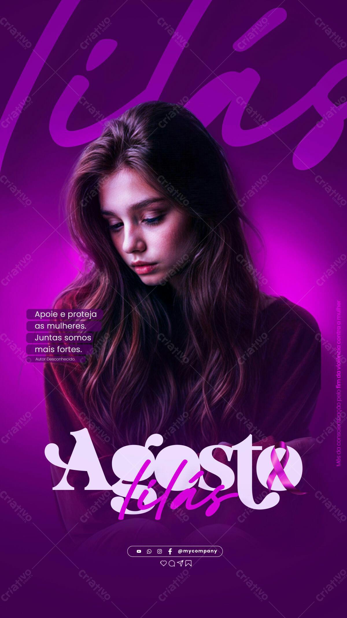 Post para Agosto Lilás PSD Editável