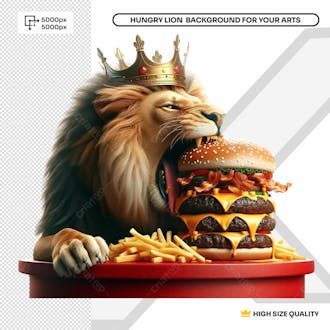 Rei leão faminto xburguer fome de leão element png
